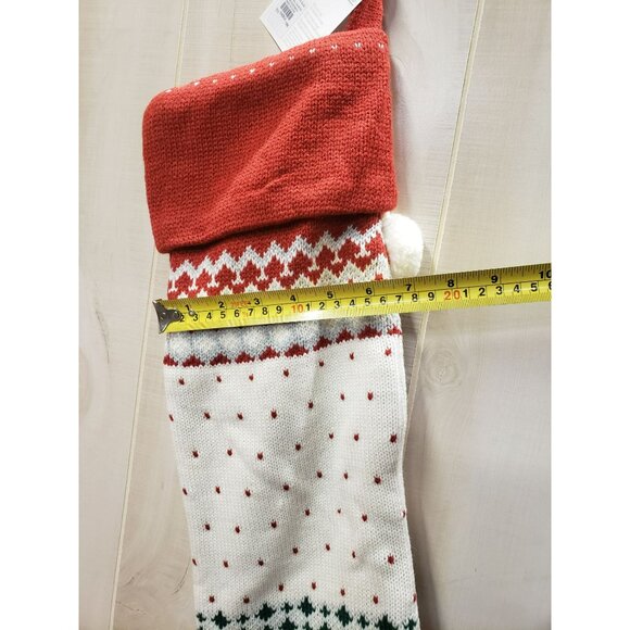 Pottery Barn Kids Heirloom Knit Stocking, Santa, DAD Monogram, Wht Pompoms, NWT - Picture 8 of 9